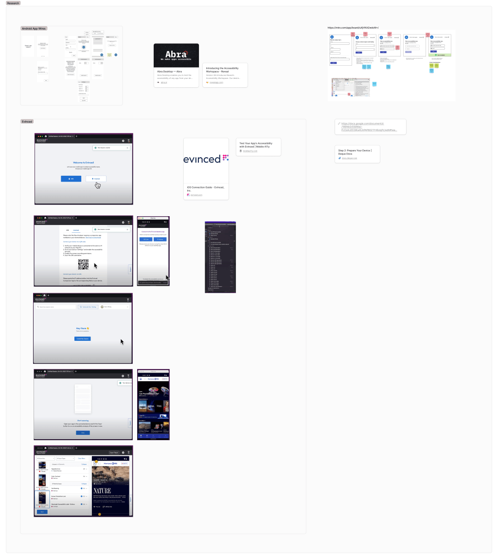 Screenshots and notes taken after reviewing the competitors.